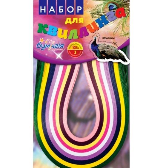 Набор для квиллинга 9 цветов 5 мм /297 мм Павлины Бумагия
