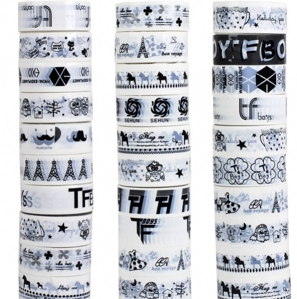 Скотч декоративный с черно-белым рисунком (цена за 1 шт)