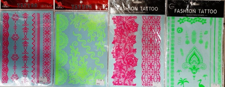 Наклейки ТАТУ неон 20/15см