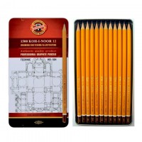 Набор простых карандашей в металле 12 TECHNIC HB-10H KIN
