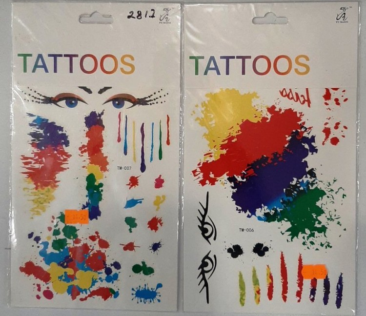 Наклейки ТАТУ цветные 20/15см
