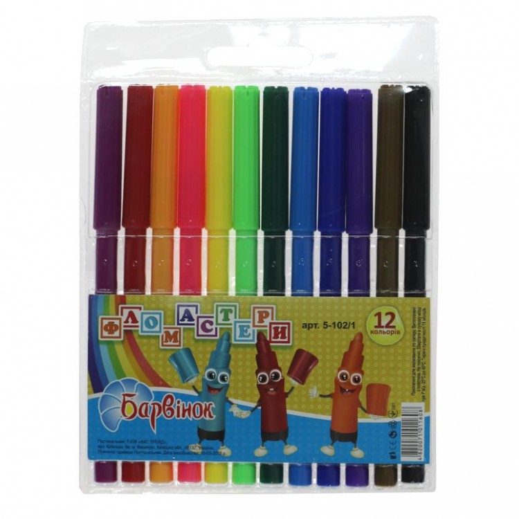 Фломастеры 12 цветов Барвинок