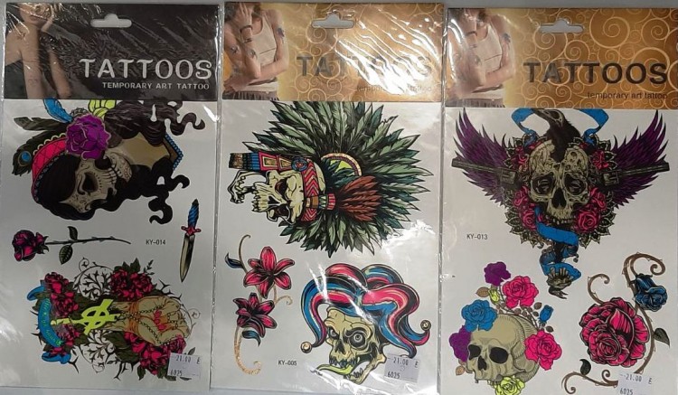 Наклейки ТАТУ цветные 20/15см