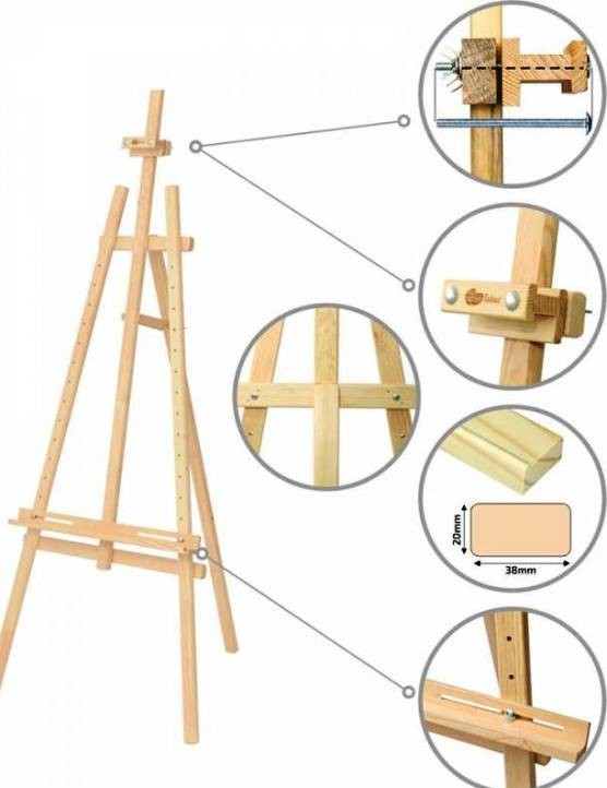 Мольберт стационарный высота полотна 86 см сосна 57/60/120 см ROSA Studio