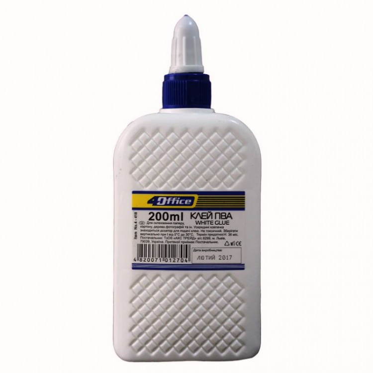 Клей ПВА з дозатором 200 мл 4-418 4OFFICE