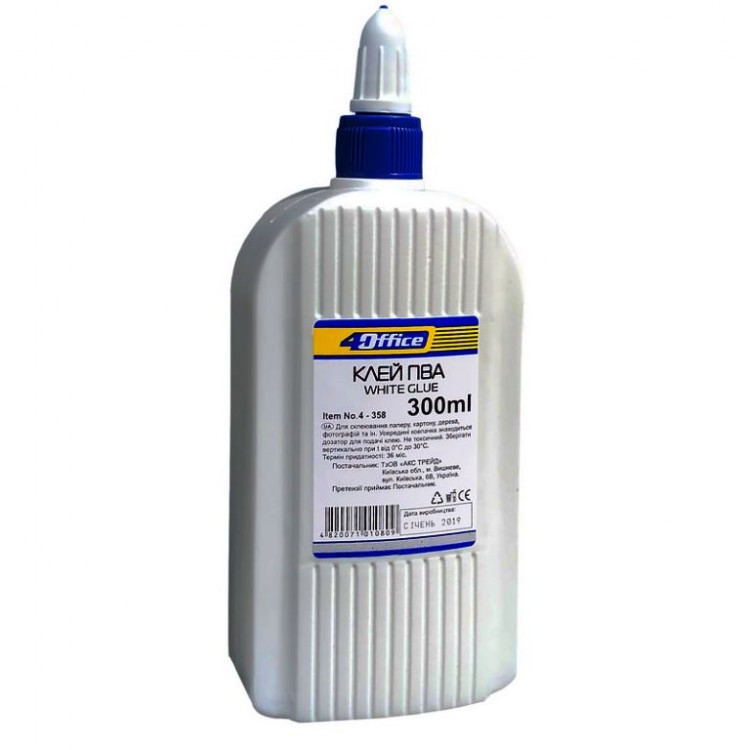 Клей ПВА з дозатором 300 мл 4-358 4OFFICE