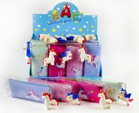 Пенал на 1 молнию со сквишем Единорог