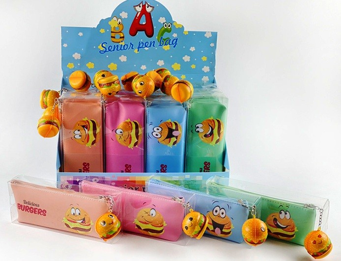 Пенал на 1 молнию со сквишем Гамбургер​