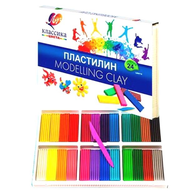 Пластилин «Классика» 24 цв. 480 гр. «ЛУЧ». 