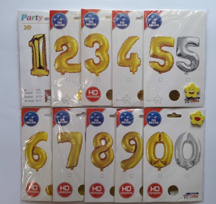 Шары воздушные цифры 75 см (выбор цифры внутри)