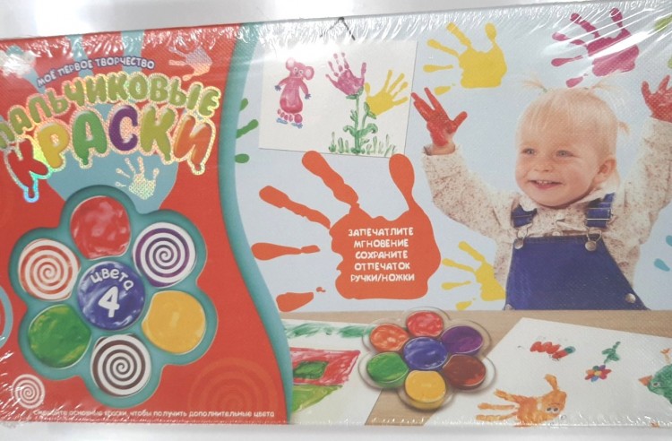 Пальчиковые краски 4 цвета в картонной упаковке Danko Toys