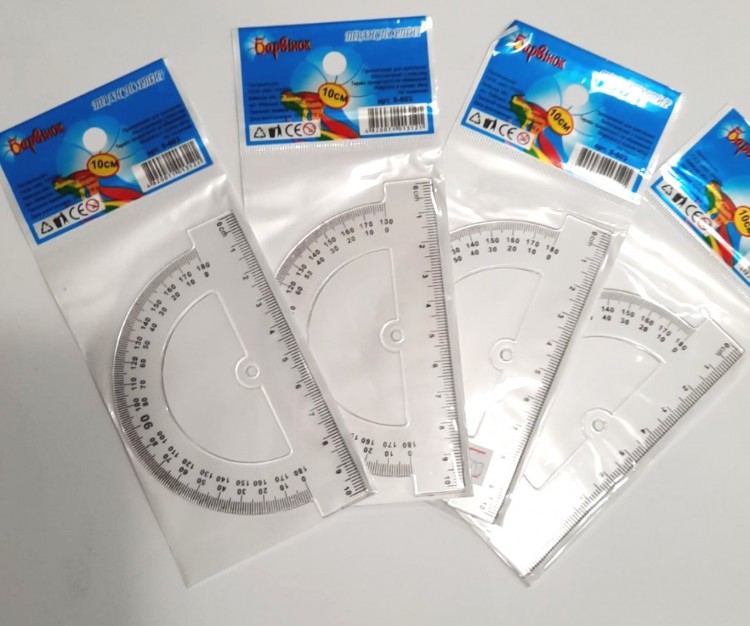 Транспортир пластиковый прозрачный