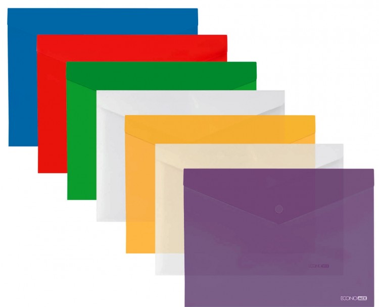 Папка-конверт на кнопке прозрачная А5 Economix E31316