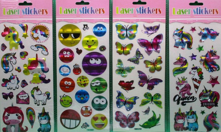 Наклейки детские 11/28 см голографические