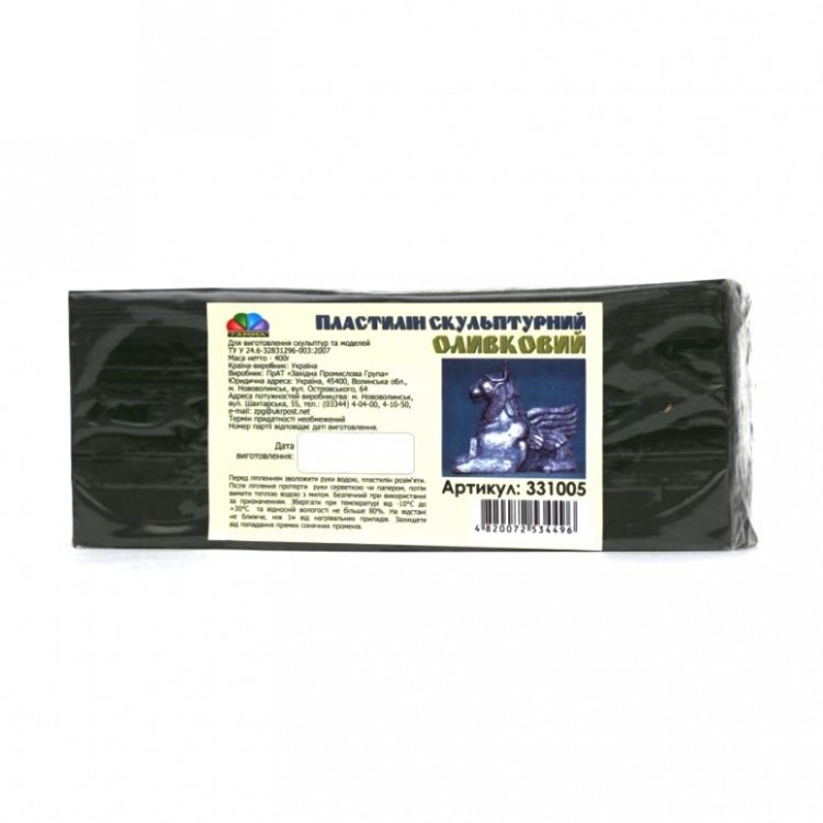 Пластилин скульптурный 400 гр. (оливковый) Гамма.