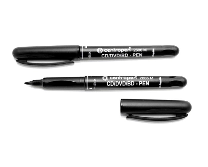 Маркер для CD нестираемый Centropen 4606 черный 1 мм