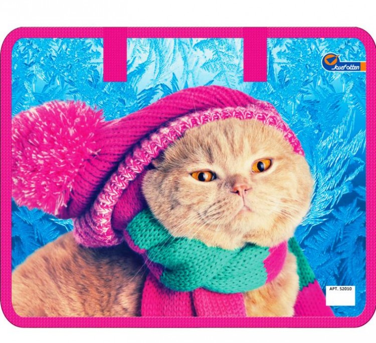 Сумка-портфель пластиковая c тканевыми ручками Котенок в шапке 32/26 Josef Otten