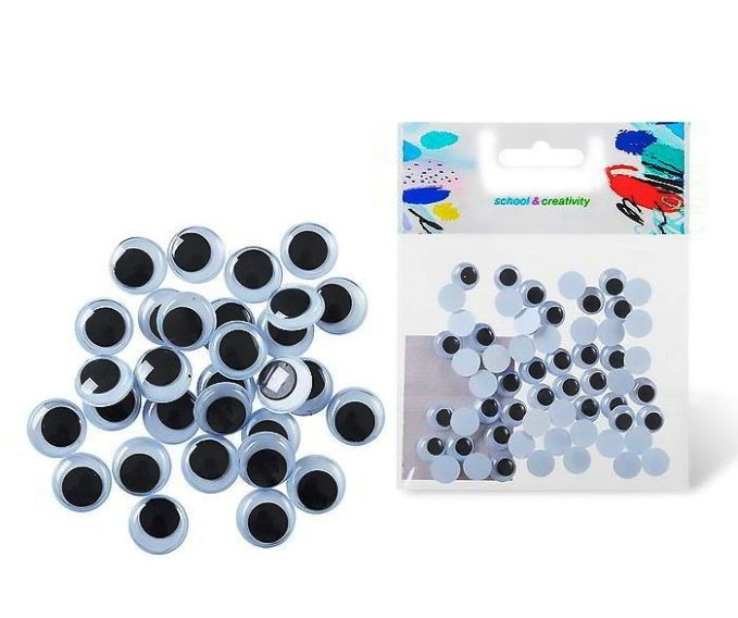 Декоративные элементы Глазки 60 шт 10мм черно-белые