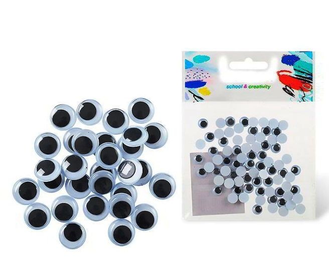 Декоративные элементы Глазки 80 шт 8мм черно-белые