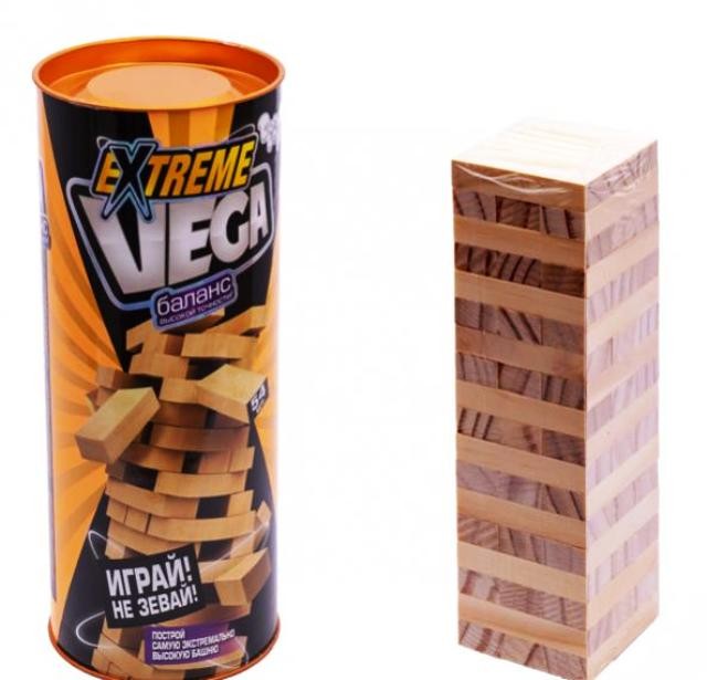 Игра настольная Дженга VEGA EXTREME в металлической коробке 54 детали