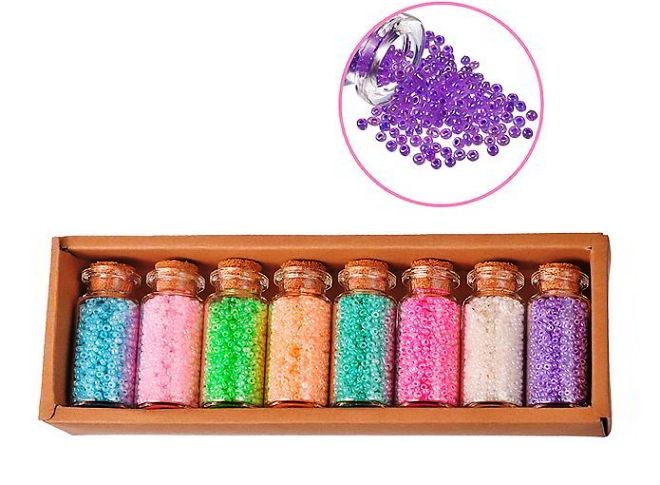 Бисер мелкий в стеклянной колбе №4 15 гр