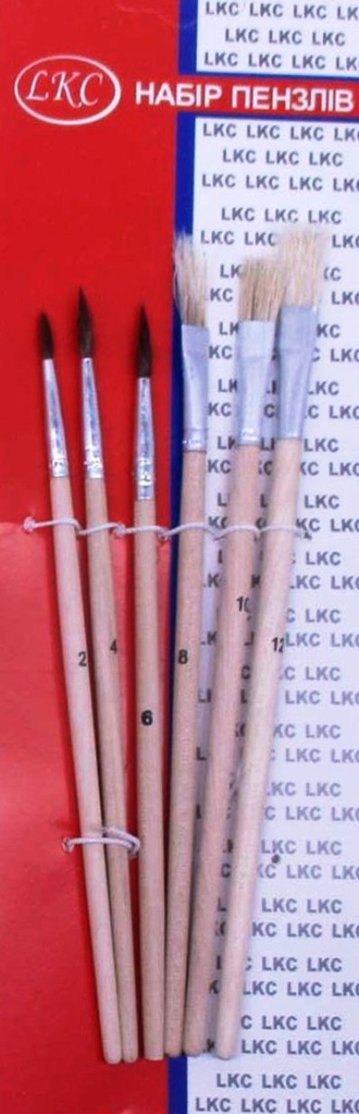 Набор кистей 3шт пони+3шт щетина (№2,4,6,8,10,12) LKS 1894