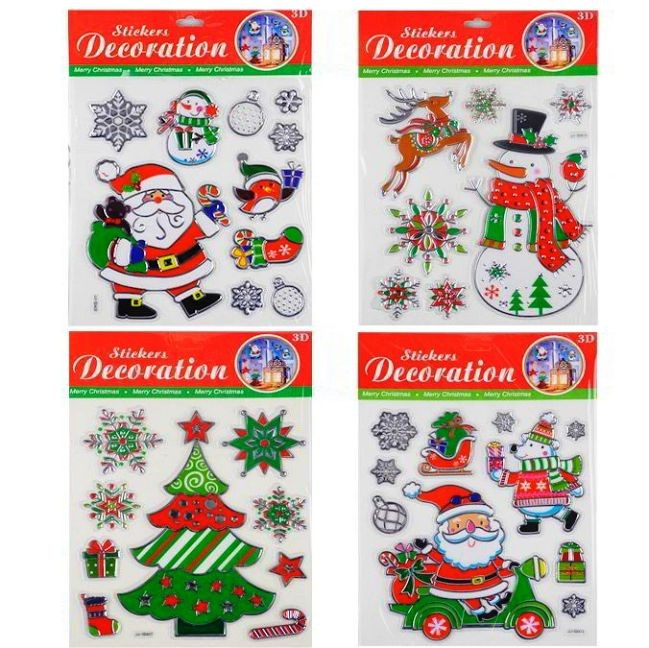 Набор новогодних наклеек 3D  21.5/24см микс