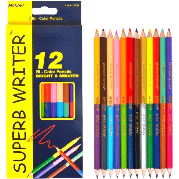 Карандаши двухсторонние 12/24 цвета 4110-12CB Marco Superb Writer