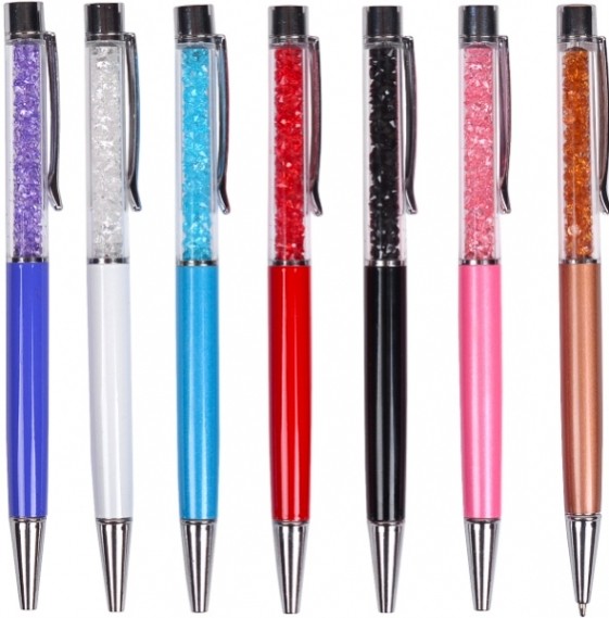 Ручка шариковая со стразами и поворотным механизмом