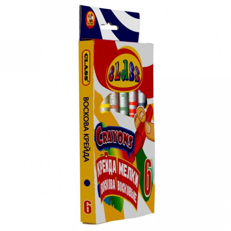 Мелки 6 цветов восковые CLASS