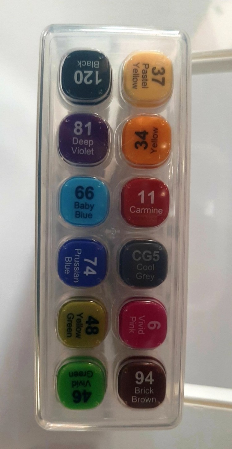 Набор скетч маркеров двухсторонних 12 цветов АН-РМ508-12