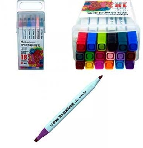 Набор скетч маркеров двухсторонних 18 цветов АН-РМ516-18