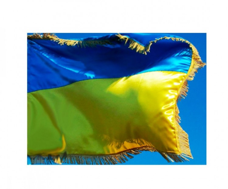 Флаг УКРАИНЫ 1 метр/1,5 метра нейлон с бахромой