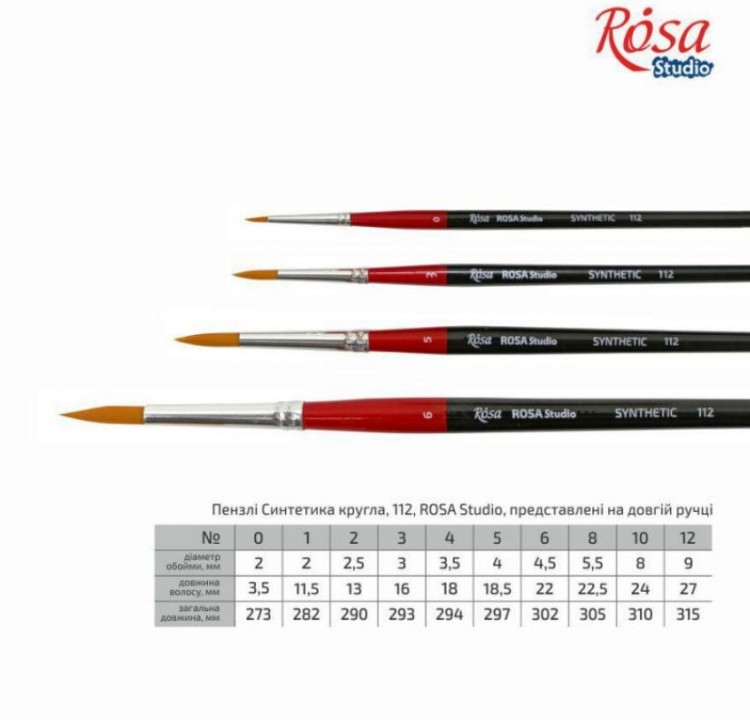 Кисть синтетика круглая №0 ROSA Studio 112