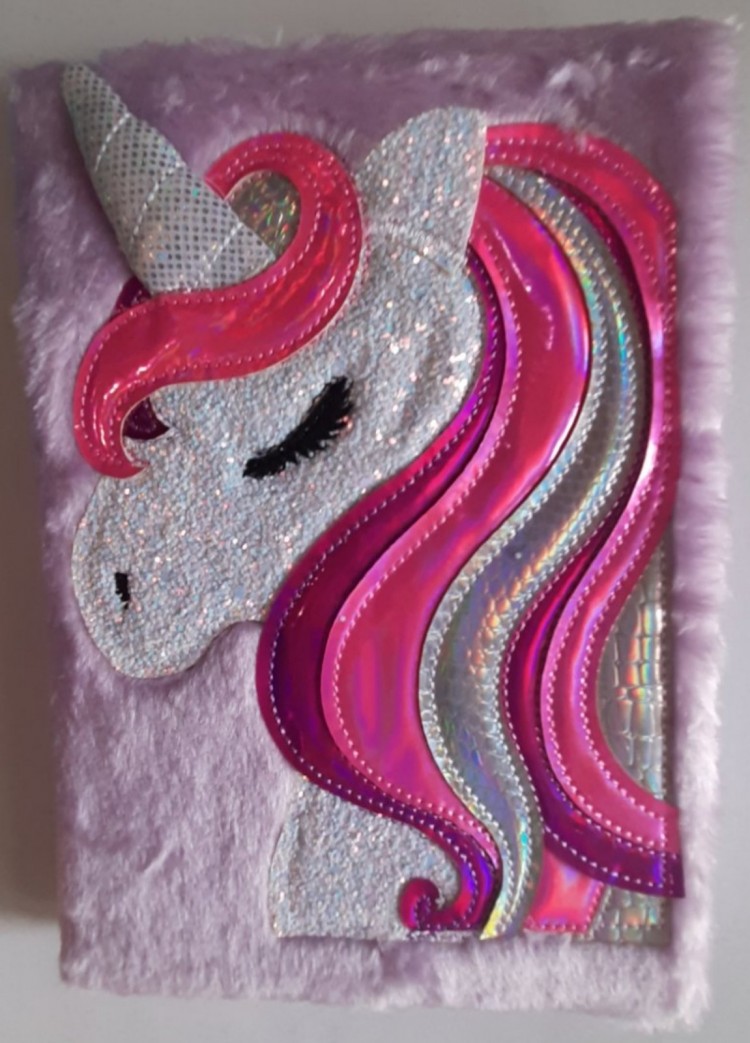 Блокнот А5 в клетку 80 листов обложка мех с картинкой