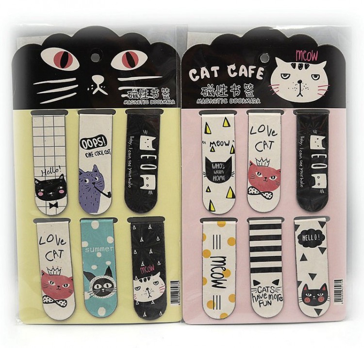 ​Закладки магнитные Кошки (в наборе 6 шт) 6/2 см HX2271-3
