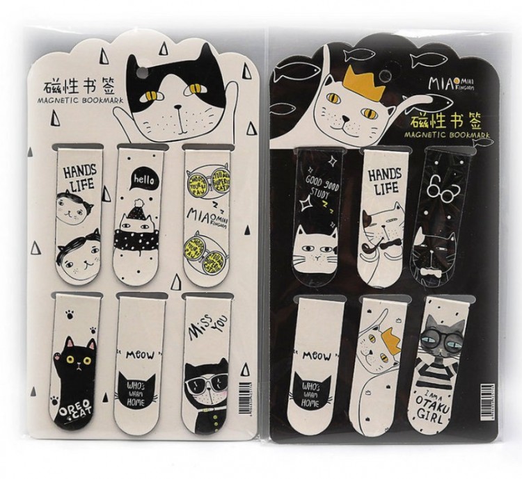 Закладки магнитные Cats (в наборе 6 шт) 6/2 см HX2271-1