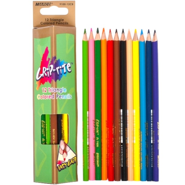 Карандаши цветные трехгранные Marco 12 цветов.