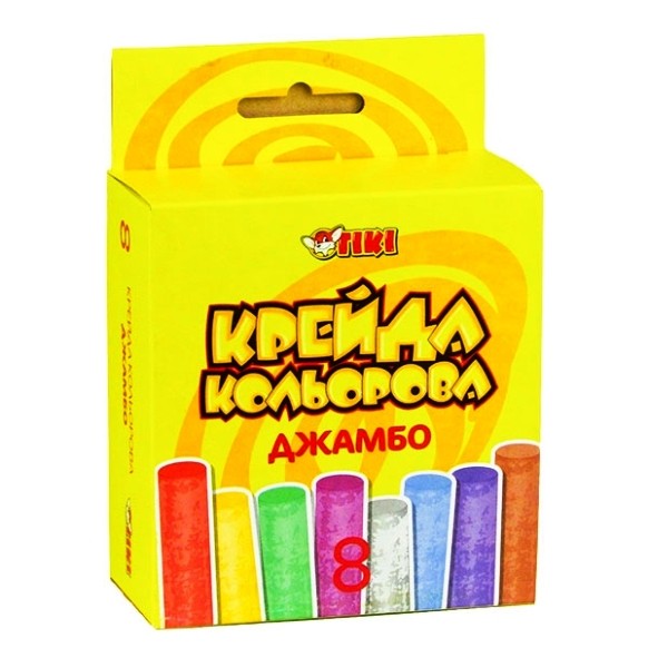 Мел 8 цветов TIKI Jumbo в картонной упаковке 51519-ТК